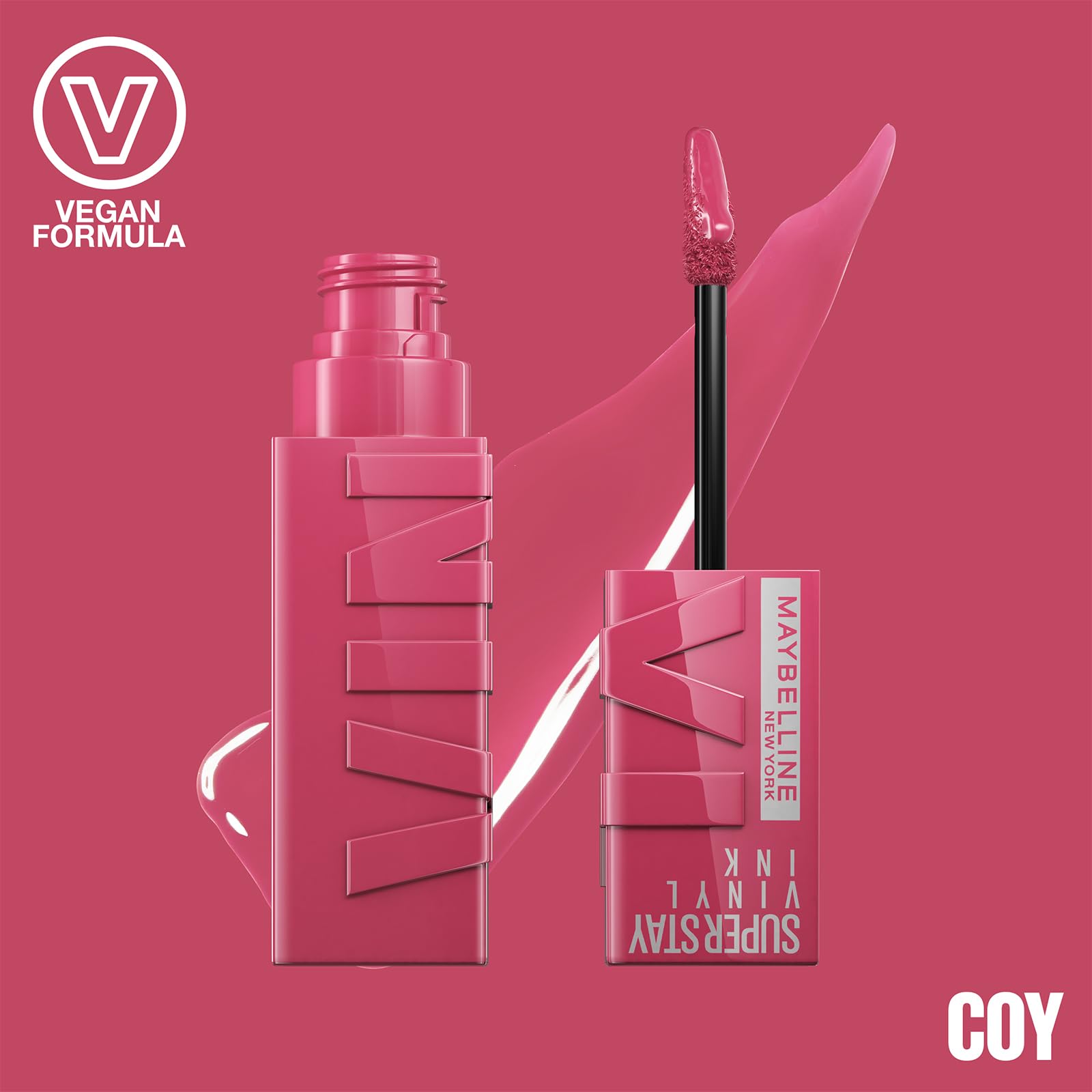 Maybelline New York Super Stay Vinyl Ink Liquid Lip Colour, 16HR Long-Lasting, Ultra-Pigmented, Smudge & Transfer-Proof, High Shine Finish, Vegan Formula for Comfortable Wear, Shade: 10 Lippy Halalzen