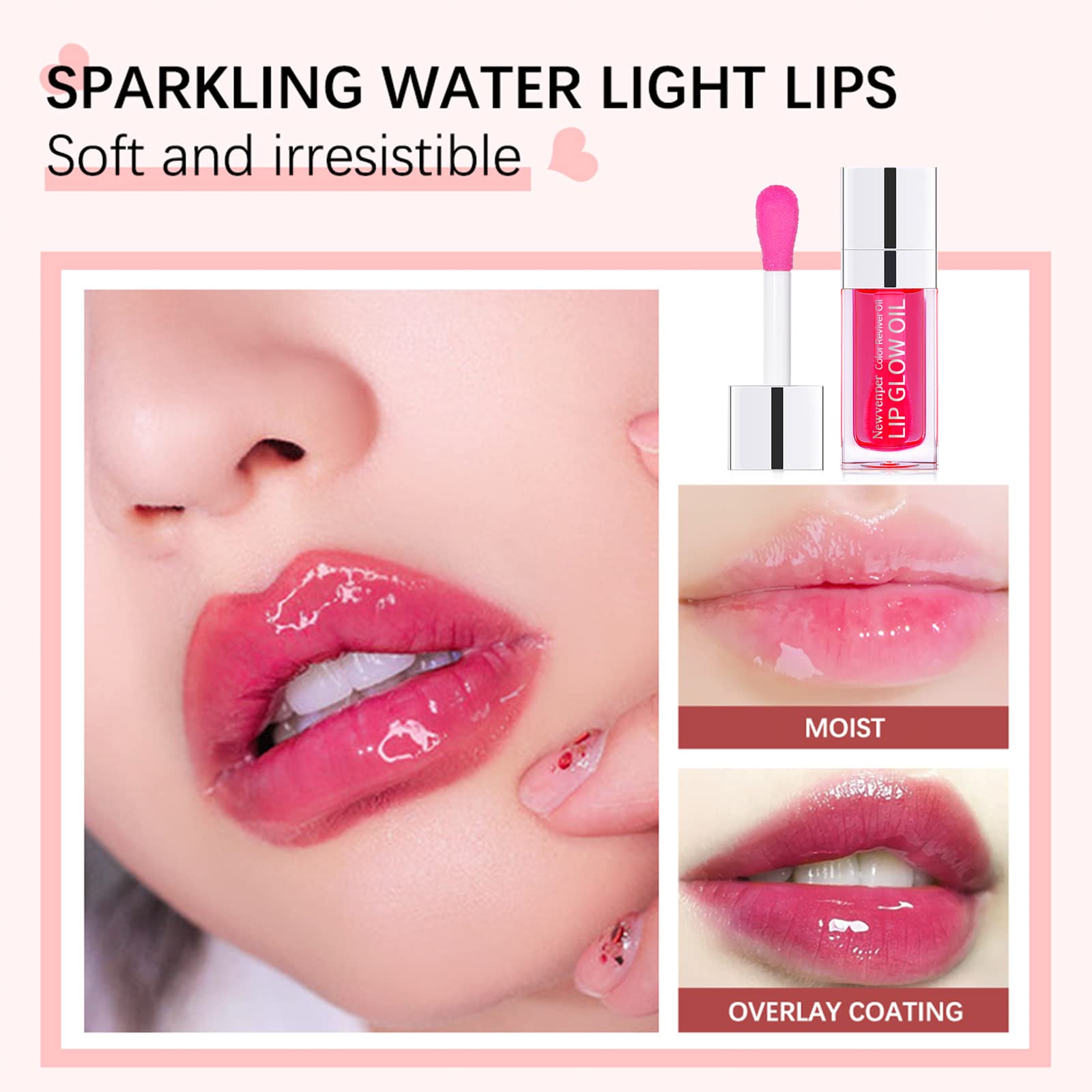 3PCS Hydrating Lip Glow Oil Long Lasting Plumping Lip Gloss Transparent Toot Lip Balm Moisturizing Lip Oil Repairing Lip Lines and Prevents Dry Cracked for Lip Care and Dry Lips 1#+2#+3#