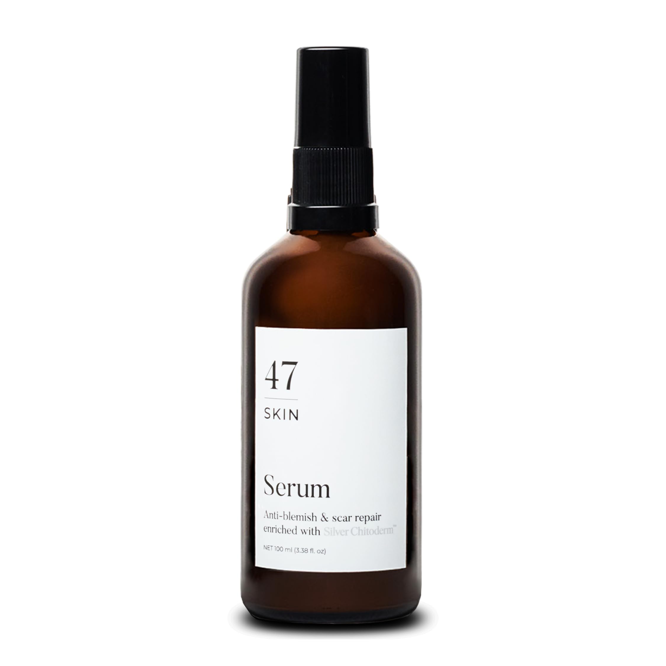 47 Skin | Hydrating Face Serum with Silver Chitoderm for ALL Skin Types | Clears Acne, Prevents & Heals Breakouts & Blemishes, Repairs Scars | Moisturises and Nourishes For Smooth Skin | 30ml