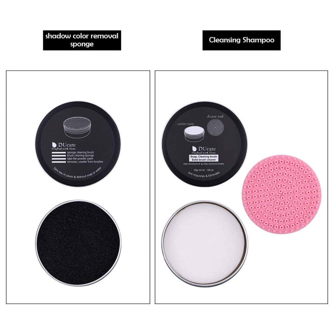 DUcare Makeup Brush Cleaner – Solid Soap Cleanser & Silicone Pad | Clean synthetic & natural bristles. Clean Beauty Blenders. Keep brushes soft. Coconut oil formula. For daily use & travel. Halalzen
