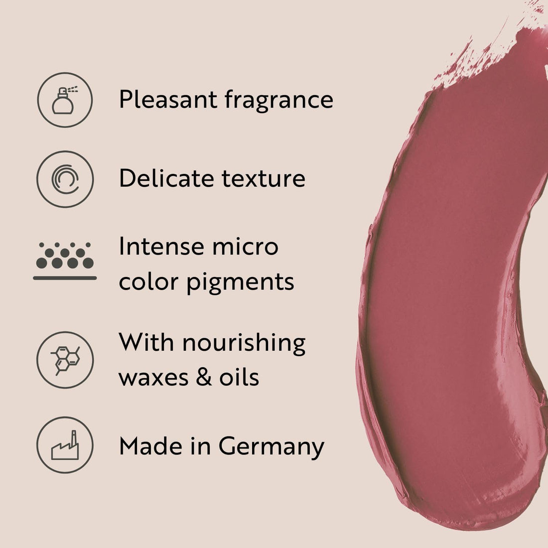 M. Asam MAGIC FINISH Lipstick Almond (4g) - Long Lasting Lipstick with Satin Finish, Intense Color & Care for Smooth Lips, Creamy Texture, Semi Matte Lipstick Look, Elegant Make Up Halalzen