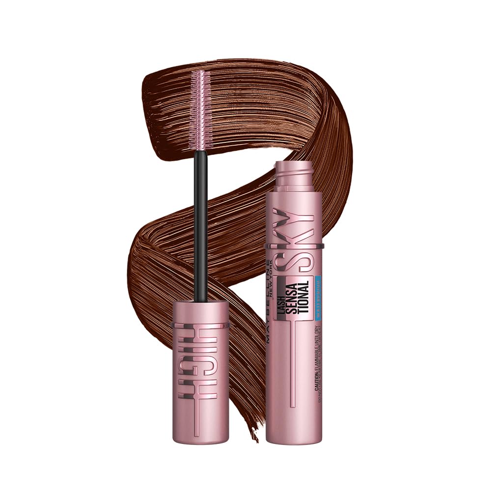 Maybelline New York Lash Sensational Sky High Mascara, Volumising & Lengthening Mascara, Washable Flake-Free Formula Infused with Bamboo Extract & Fibres, 7 ml, Shade: Brown Halalzen