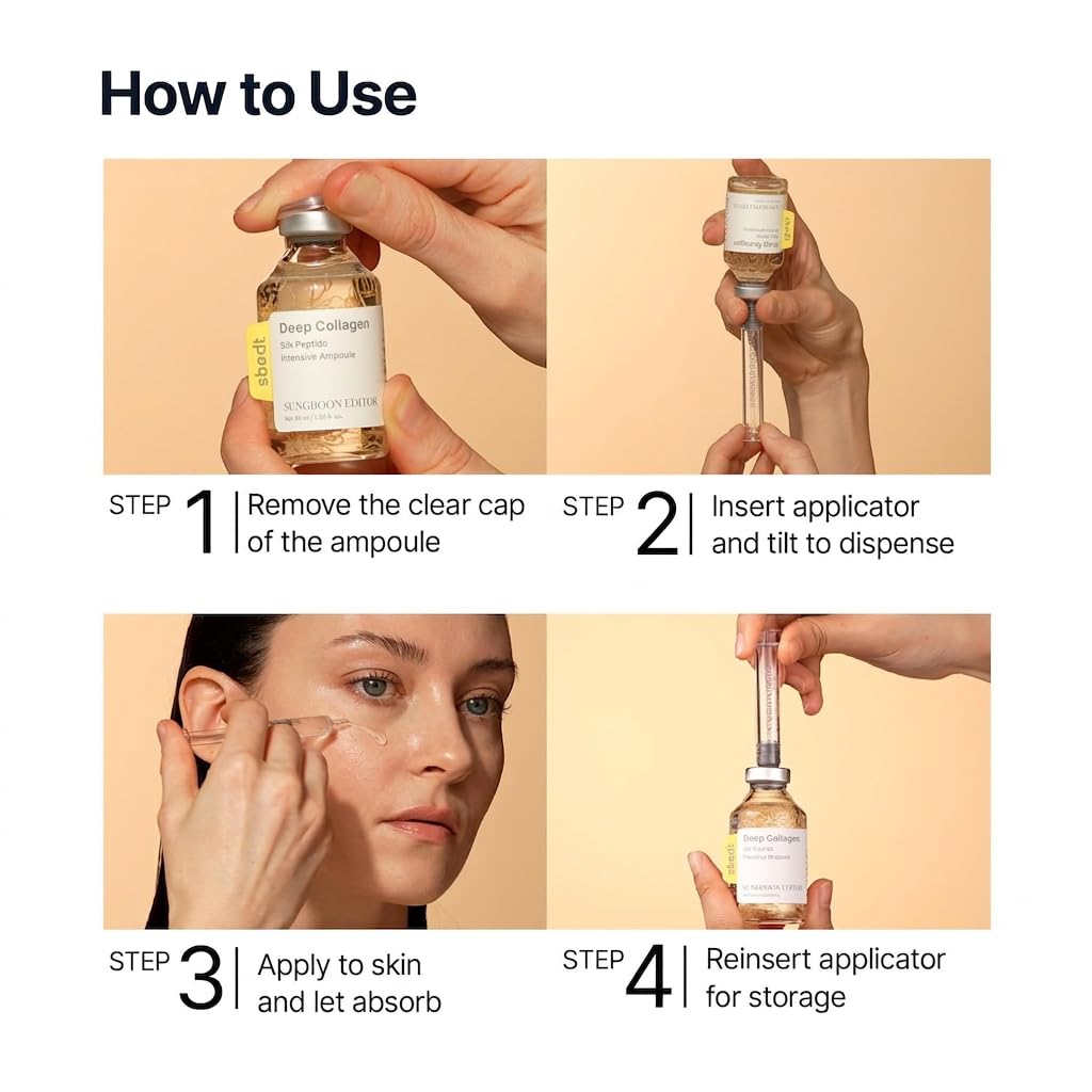 SUNGBOON EDITOR Glow Intensive Silk Peptide Ampoule, Copper Peptides Serum for Face with Collagen & Multi Peptides, Hydrating Korean Skincare Facial Serum for Smooth-Looking Skin, 1.35 fl oz Halalzen