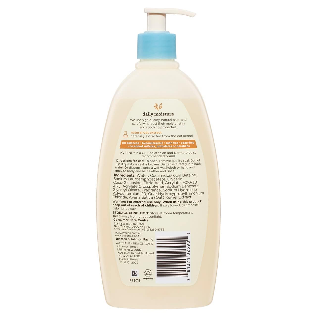 Aveeno Baby Gentle Body Wash & Shampoo with Natural Oat Extract, Tear-Free, Paraben-Free & Phthalate-Free Formula for Baby’s Sensitive Hair & Body, Lightly Scented, 18 fl. oz, 3 Pack Halalzen