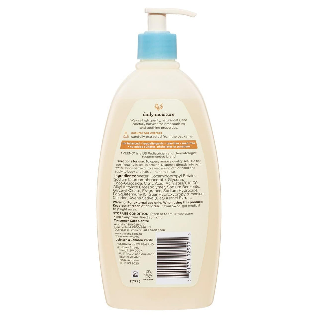 Aveeno Baby Gentle Body Wash & Shampoo with Natural Oat Extract, Tear-Free, Paraben-Free & Phthalate-Free Formula for Baby’s Sensitive Hair & Body, Lightly Scented, 18 fl. oz, 3 Pack Halalzen