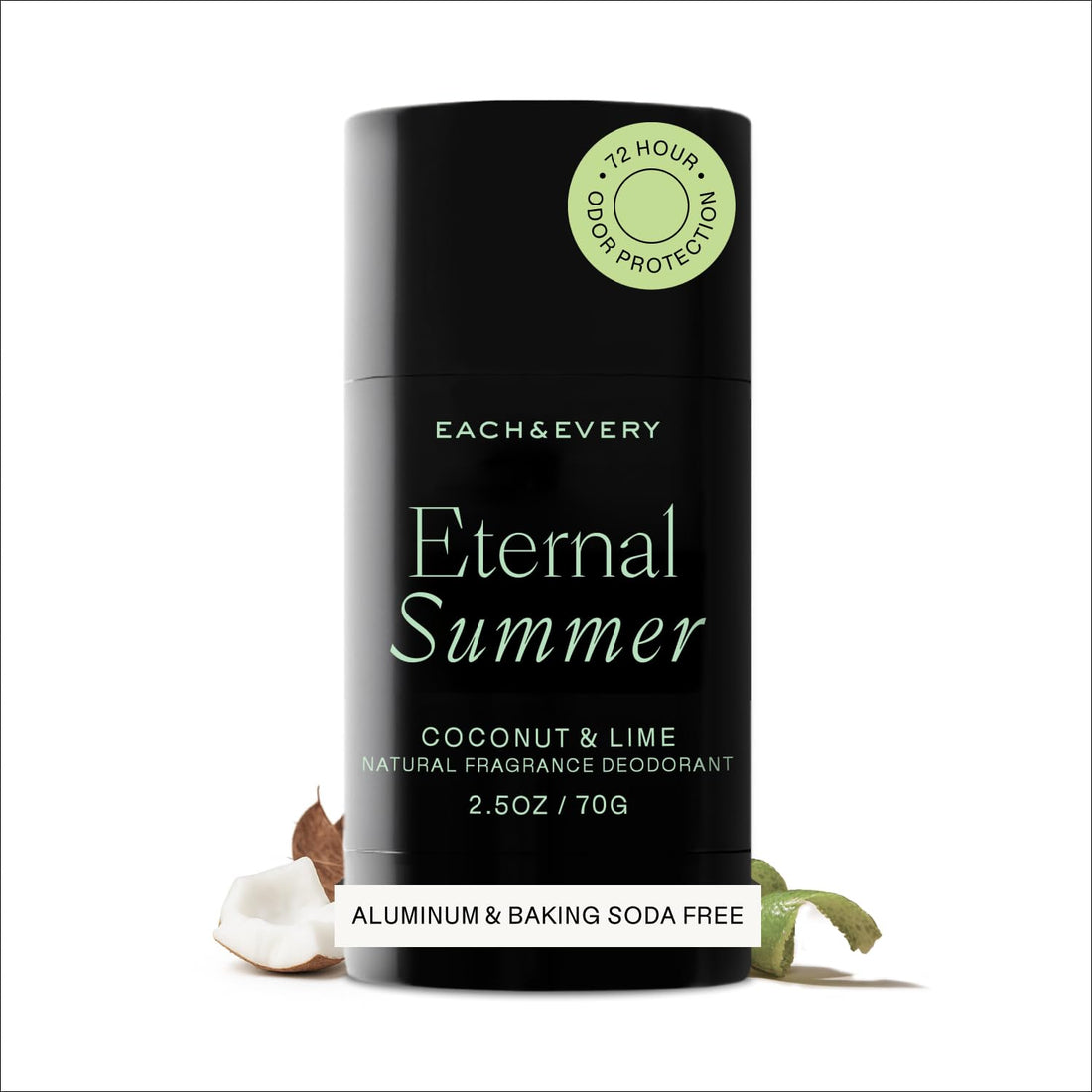 Déodorant sans aluminium Each & Every pour femme et homme – Parfum naturel Protection contre les odeurs pendant 72 heures, déodorant non toxique pour peaux sensibles, vérifié EWG, sans bicarbonate de soude – Framboise et Mandarine, 70,8 g