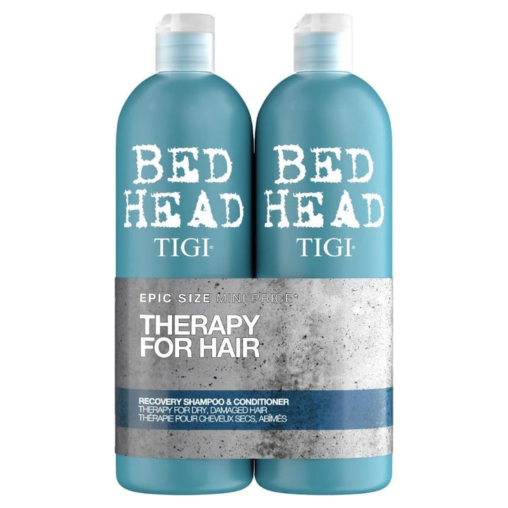 Bed Head by TIGI Recovery Shampoo & Conditioner Set, 2x 750ml, Deep Moisture for Dry & Heat Damaged Hair, Salon-Pro Hydrating Treatment to Control Frizz & Colour Protection