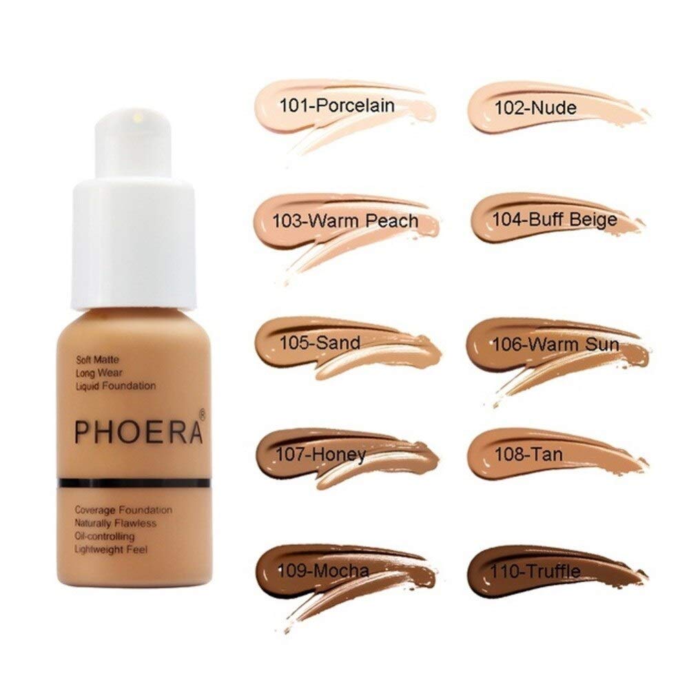 Aquapurity Phoera® Full Coverage Foundation Soft Matte Oil Control Concealer 30ml Long Lasting Flawless Cream Smooth (102 NUDE) Halalzen
