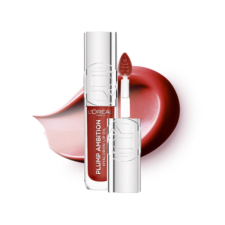 L'Oreal Paris Lip Oil, Plump Ambition with Hyaluronic Acid & Tripeptides, Smoother & Plumper Lip Appearance, Glass-Like Finish, Shade 101 Crystal Clear, 5ml Halalzen