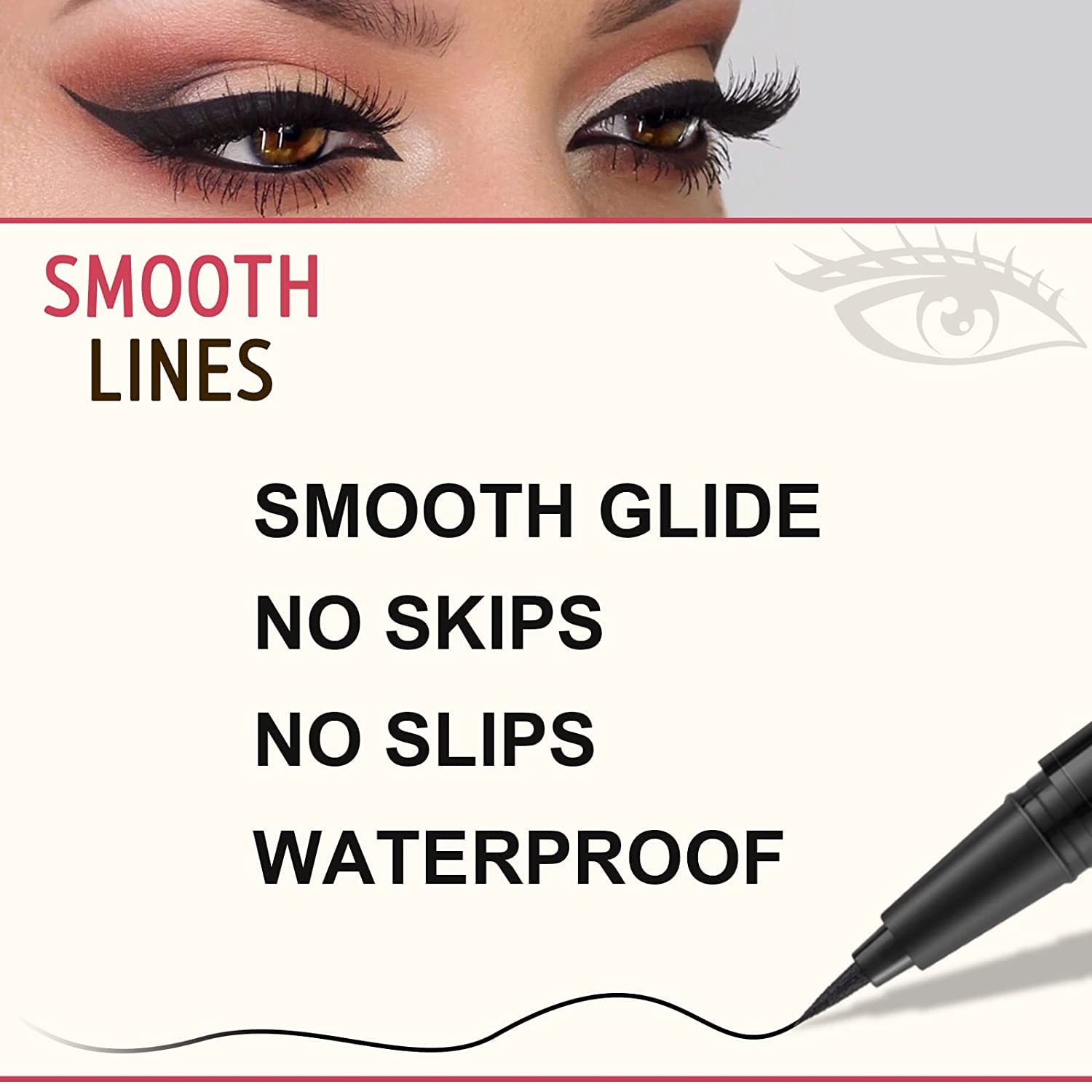 LAVONE Makeup Kit With Eyebrow Stamp Pencil, Waterproof Brow Pencil & Pomade, Eyeliner, Dual-ended Eyebrow Brush, Dark Brown
