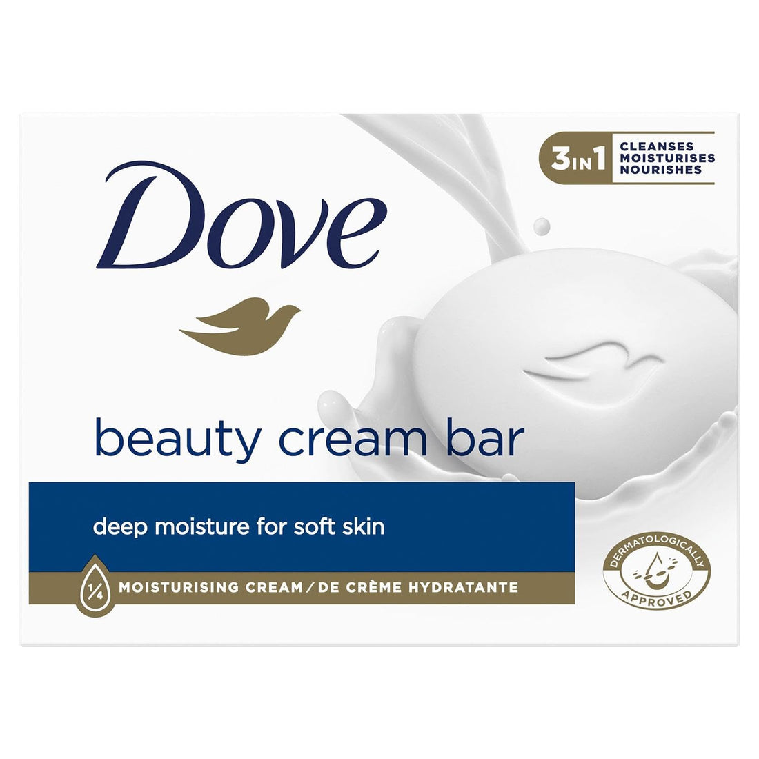 Dove Orginal Beauty Cream Bar 3 in 1 Cleanses, Moisturises and Nourishes Sulphate-Free Bath Soap for Soft and Smooth Skin, Suitable for Daily Use, 8x90g Halalzen