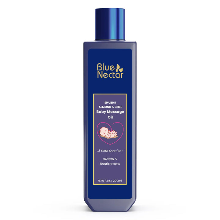 Blue Nectar Baby Oil with Organic Ghee, 100% Natural Baby Massage Oil with Coconut Oil & Olive Oil (100ml) Halalzen