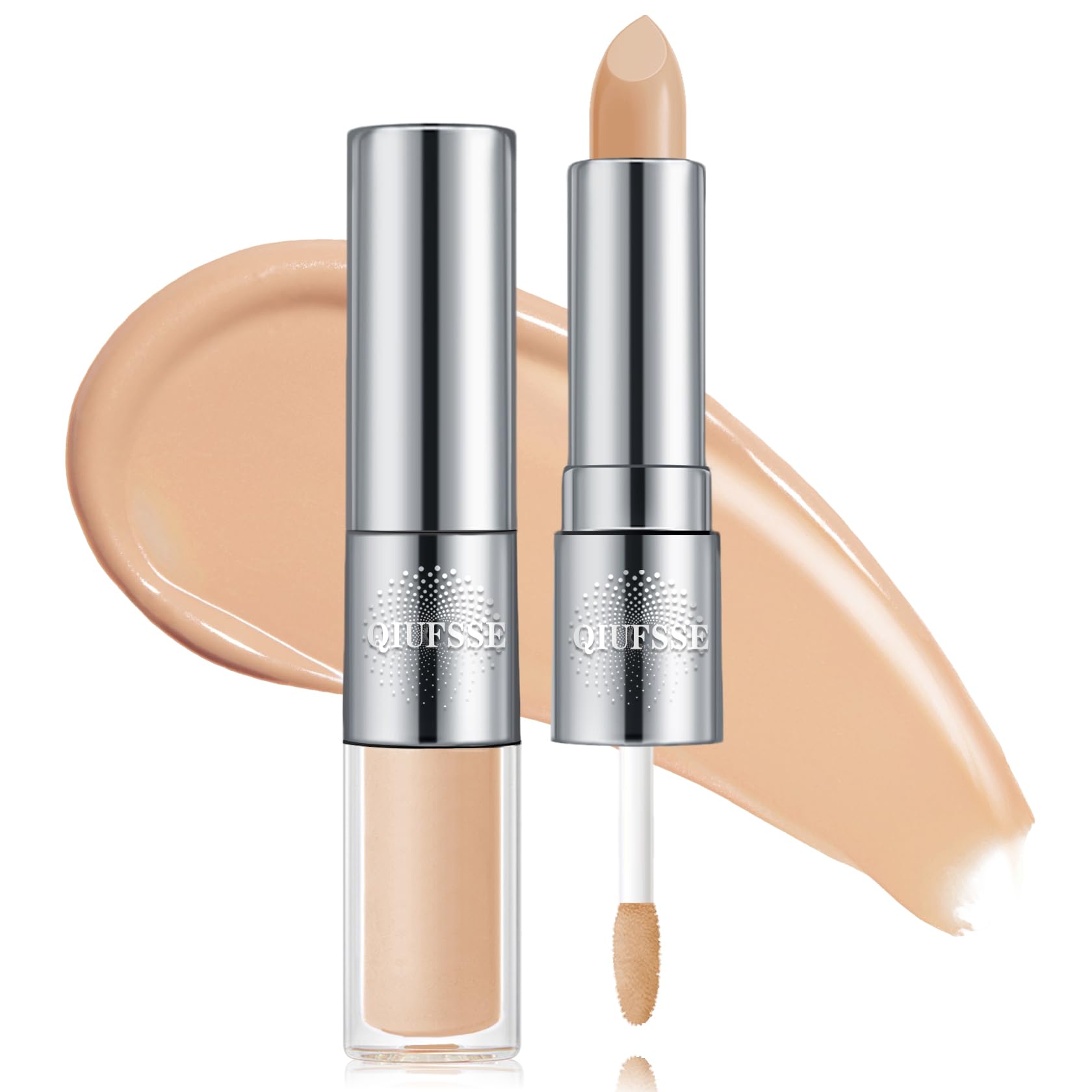 Under Eye Corrector for Dark Circles and Wrinkles,Double-ended Cream Concealer Stick & Liquid Concealer for Older Women,Hydrating,Long-lasting Wear,Concealers & Neutralizing Makeup（02 Beige） Halalzen