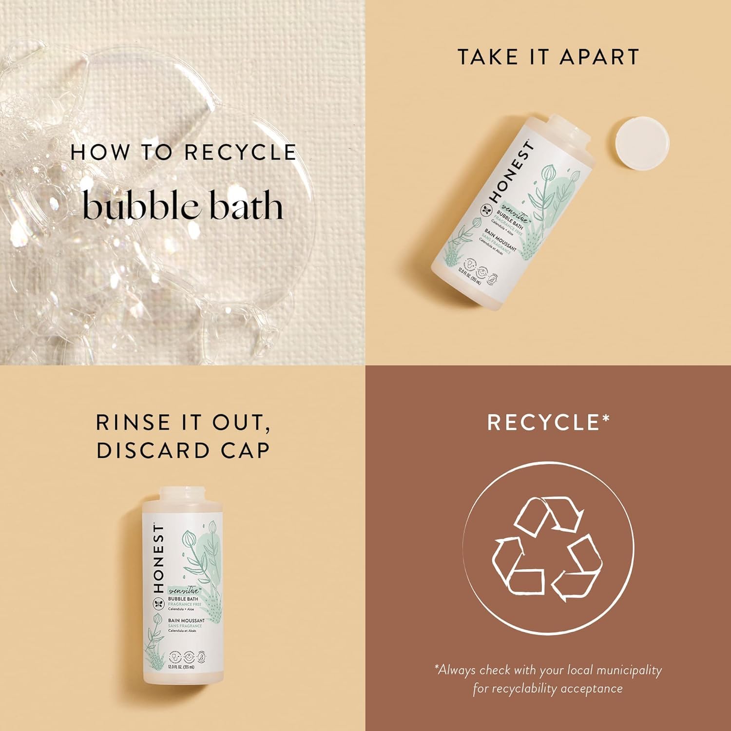 The Honest Company Foaming Bubble Bath & Baby Wash, Tear-Free, Hypoallergenic, Natural Formula, Lavender Calm Scent, 12 fl oz Halalzen