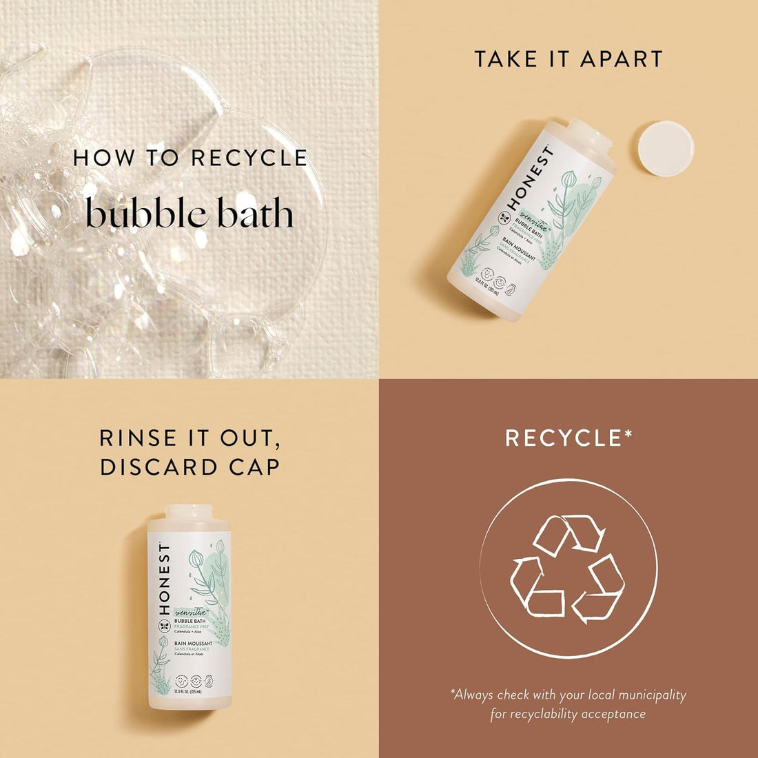 The Honest Company Foaming Bubble Bath & Baby Wash, Tear-Free, Hypoallergenic, Natural Formula, Lavender Calm Scent, 12 fl oz Halalzen