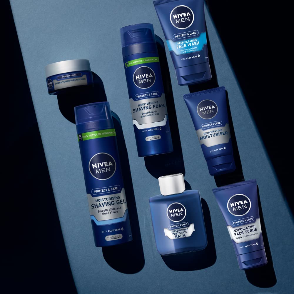 NIVEA MEN Protect & Care - Replenishing Post Shave Balm - Beard Care - Enriched With Aloe Vera & Pro-Vitamin B5 - Instant Hydration & Protection - Reduces Redness - All Skin Types - 100 ml