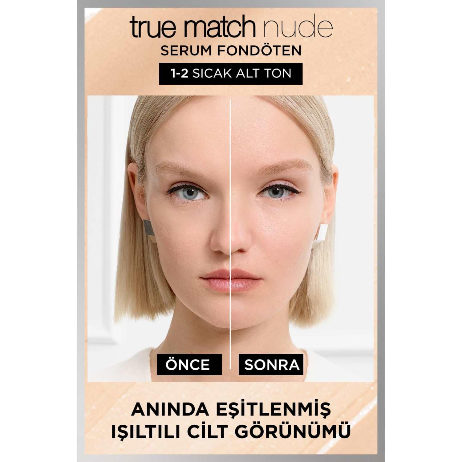 L'Oréal Paris Nude Tinted Serum for Face, Plumping and Hydrating Face Makeup, 1 Percent Pure Hyaluronic Acid, Nude Foundation to Cover, Replumps and Hydrates Skin in One Hour, Shade 4-5 Medium Halalzen