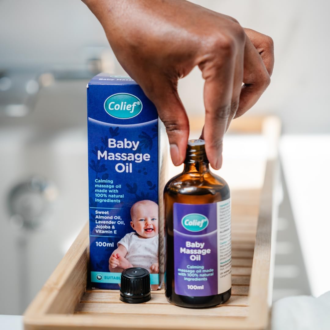 Colief Baby Massage Oil | Soothing Oil For Infants | Made With 100% Natural Ingredients Including Sweet Almond Oil, Lavender Oil, Jojoba & Vitamin E | Suitable From Birth 100ml Halalzen