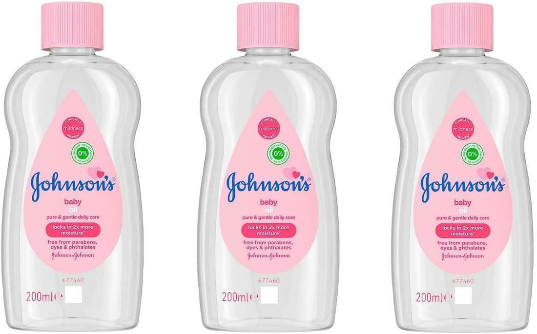 3 x 200ml Baby Oil Pure & Gentle Daily Care Massage Mild Formula Lock In Moisture Delicate Skin Dryness Hypoallergenic Halalzen