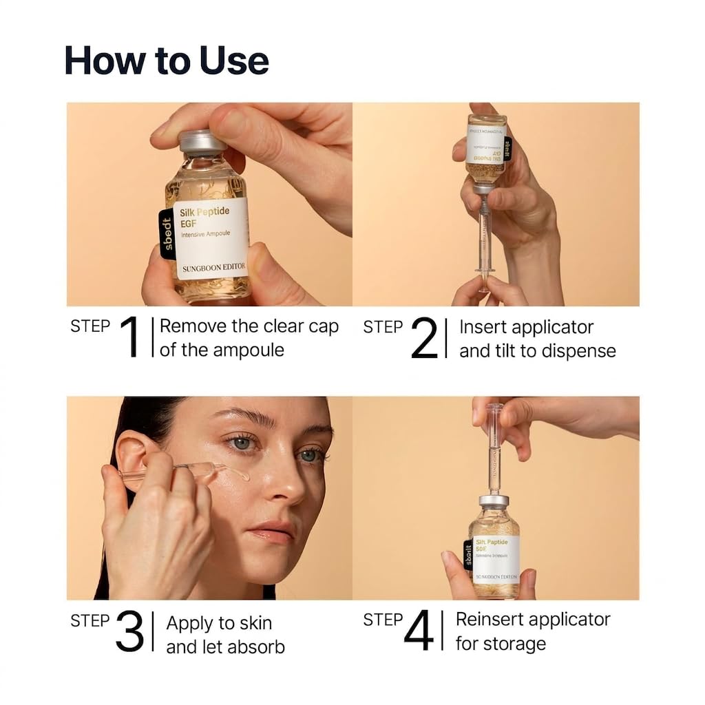 SUNGBOON EDITOR Glow Intensive Silk Peptide Ampoule, Copper Peptides Serum for Face with Collagen & Multi Peptides, Hydrating Korean Skincare Facial Serum for Smooth-Looking Skin, 1.35 fl oz Halalzen