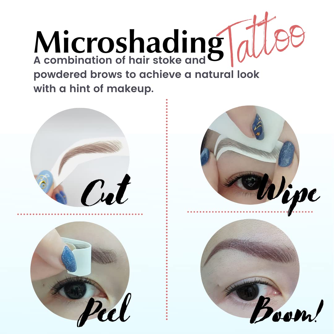 Bliss and Beyond USA | Waterproof Eyebrow Tattoo Stickers. A real hair stroke look. Hair replacement without surgery. Solution for hair loss. Bushy Tinted eyebrow tattoos. (New Las Vegas, Dark Brown)