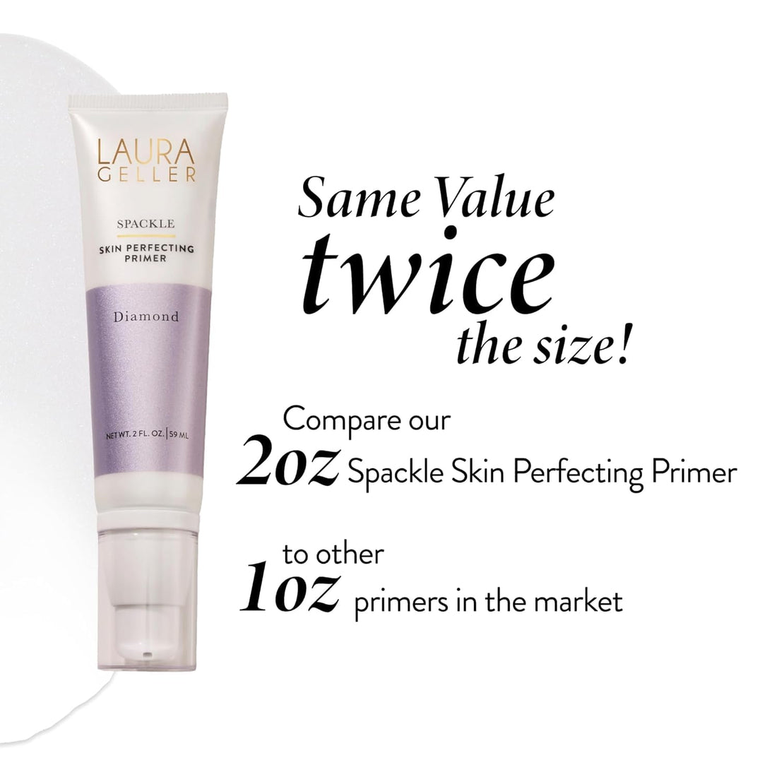 LAURA GELLER NEW YORK Spackle Primer - Diamond - Super-Size 2 Fl Oz - Hyaluronic Acid Makeup Primer for Mature Skin Halalzen