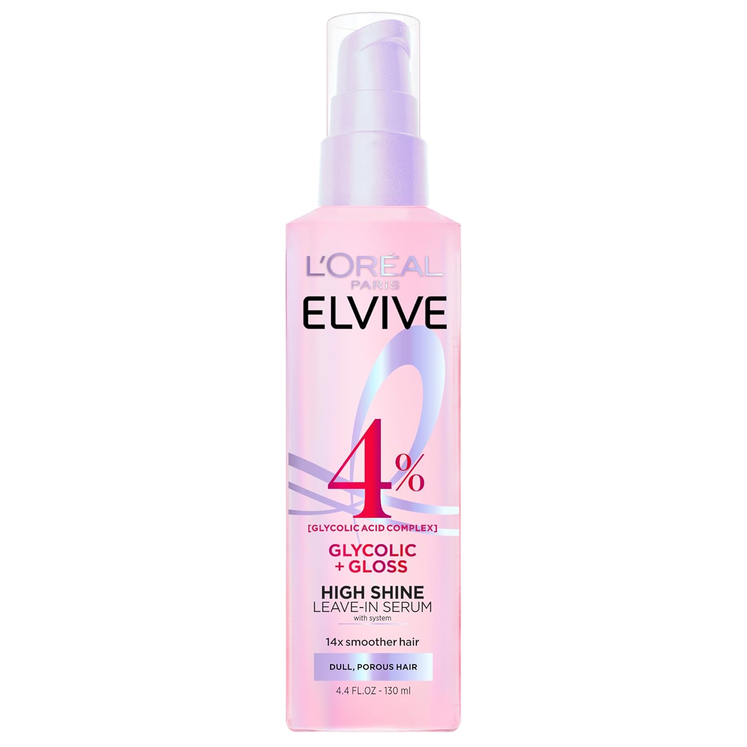 L'Oreal Paris Elvive Glycolic + Gloss High Shine Leave-In Hair Serum, Smooths Dull, Porous Hair Into High-Shine, Glossy Hair, 4.4 Fl Oz Halalzen