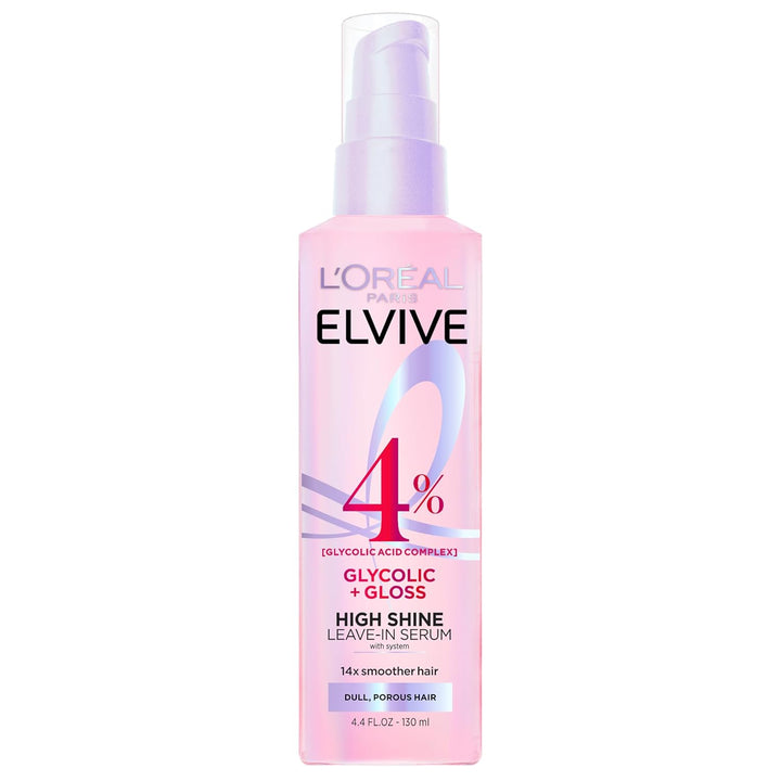 L'Oreal Paris Elvive Glycolic + Gloss High Shine Leave-In Hair Serum, Smooths Dull, Porous Hair Into High-Shine, Glossy Hair, 4.4 Fl Oz Halalzen