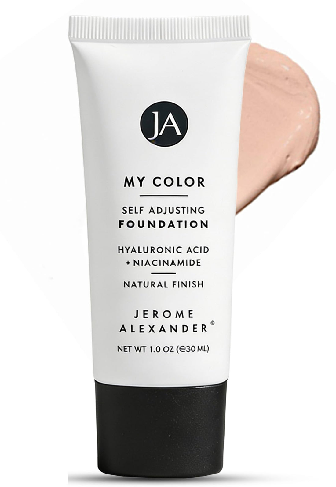 Jerome Alexander My Color Self-Adjusting Foundation, Hydrating & Lightweight Face Makeup, Skincare-Infused, with Kabuki Brush, Medium, 1 oz