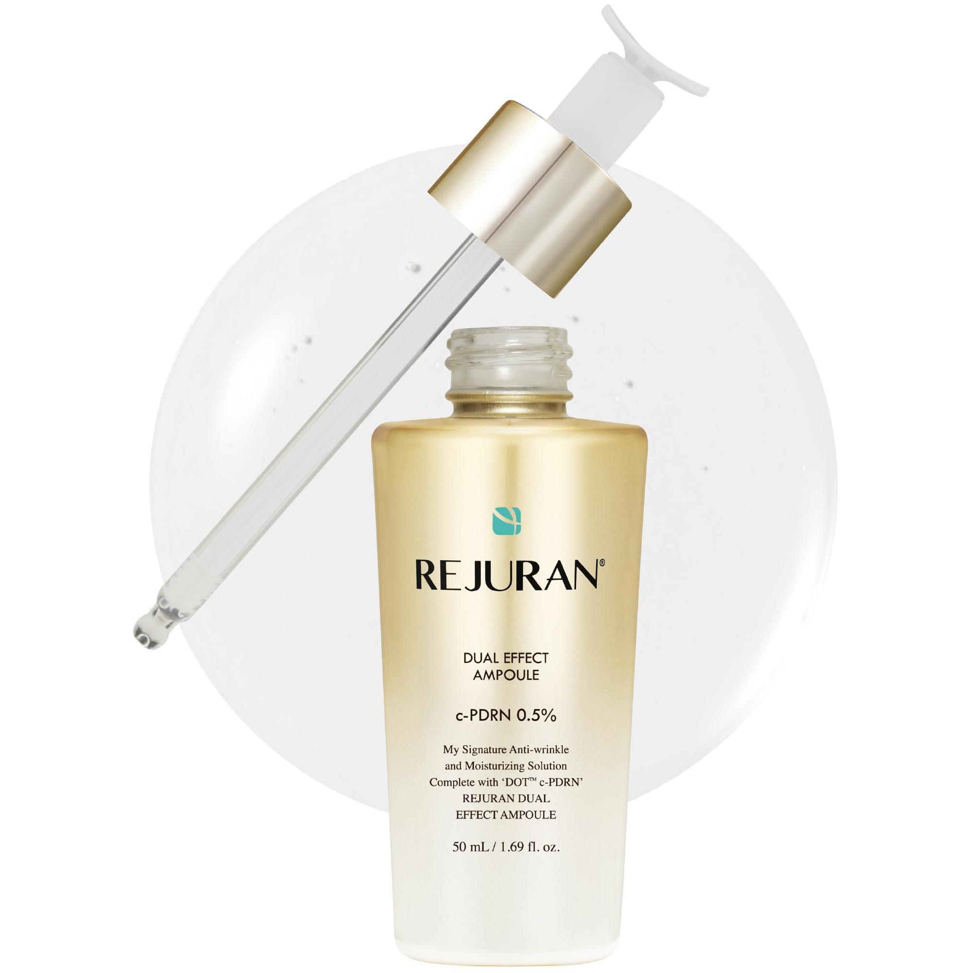 REJURAN® Dual Effect Ampoule, DOT DUAL c-PDRN® - Salmon DNA Face Serum for Deep Rejuvenation, Wrinkle Care, Firming, Skin Elasticity with Visible Anti-Aging Results. Korean Skincare (1.01 fl oz) Halalzen