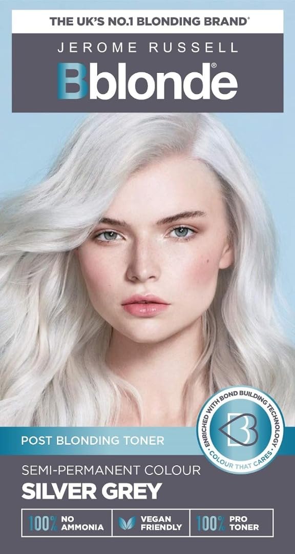 Jerome Russell Bblonde SILVER Hair Toner | Non-Permanent Violet Toner | Neutralises Yellow & Brassy Tones | Salon-Quality Cool Blonde Results | Vegan | 75ml