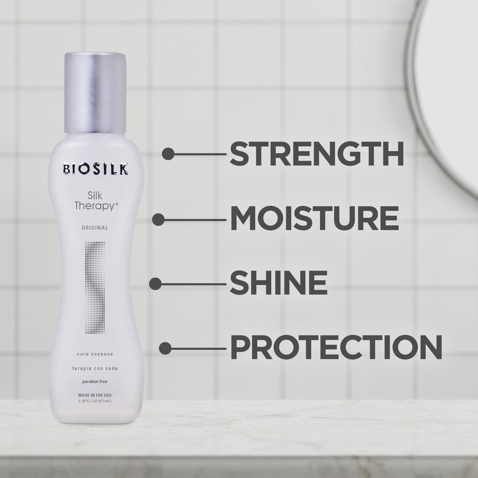 BioSilk Silk Therapy Original, Reconstructing Leave-In Hair Treatment, Adds Shine, Smooths & Prevents Split Ends, Sulfate-Free, Paraben-Free, Cruelty-Free, 2.26 Oz Halalzen