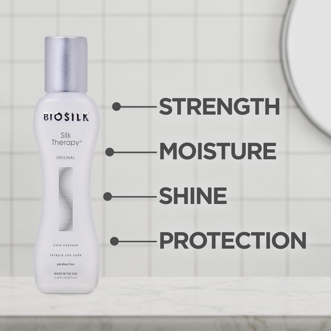 BioSilk Silk Therapy Original, Reconstructing Leave-In Hair Treatment, Adds Shine, Smooths & Prevents Split Ends, Sulfate-Free, Paraben-Free, Cruelty-Free, 2.26 Oz Halalzen