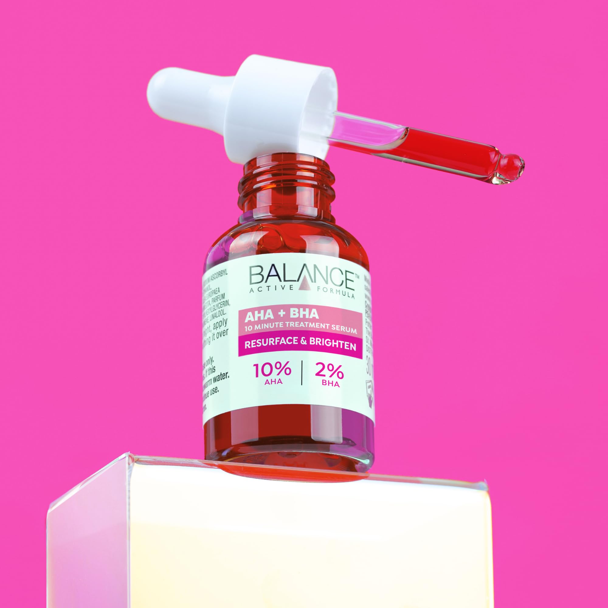 Balance Active Formula AHA 10% + BHA 2% Retexturising Serum - Deep Exfoliation for Brighter Skin, Smooths Texture, Dermatologically Tested, Gentle Yet Effective - 30ml Halalzen