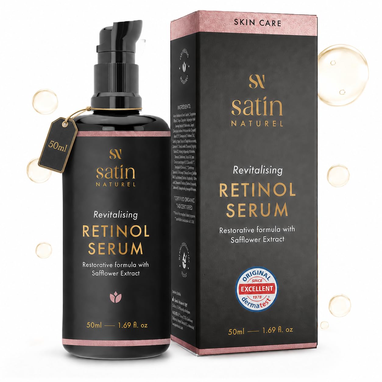 Satin Naturel High-Dose Hyaluronic Serum 100 ml – Organic Hyaluronic Acid Facial Serum – Anti-Aging Moisturizing Serum – Vegan – 24h Hydration – Facial Care for Women and Men