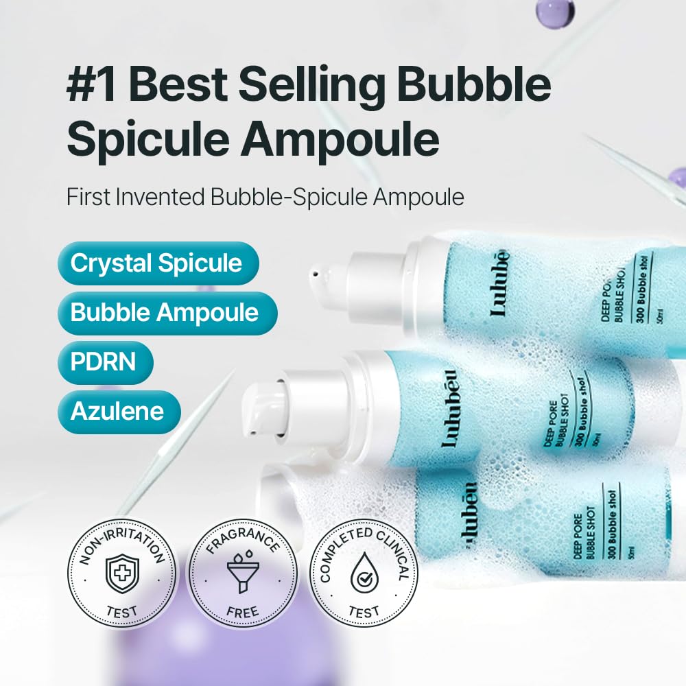 Deep Pore Bubble Shot Ampoule, K-Beauty Deep Pore Prep Serum with Crystal Spicule, PDRN & Azulene, 300-Shot Spicule System for Smoother, Clear-Looking Skin Halalzen