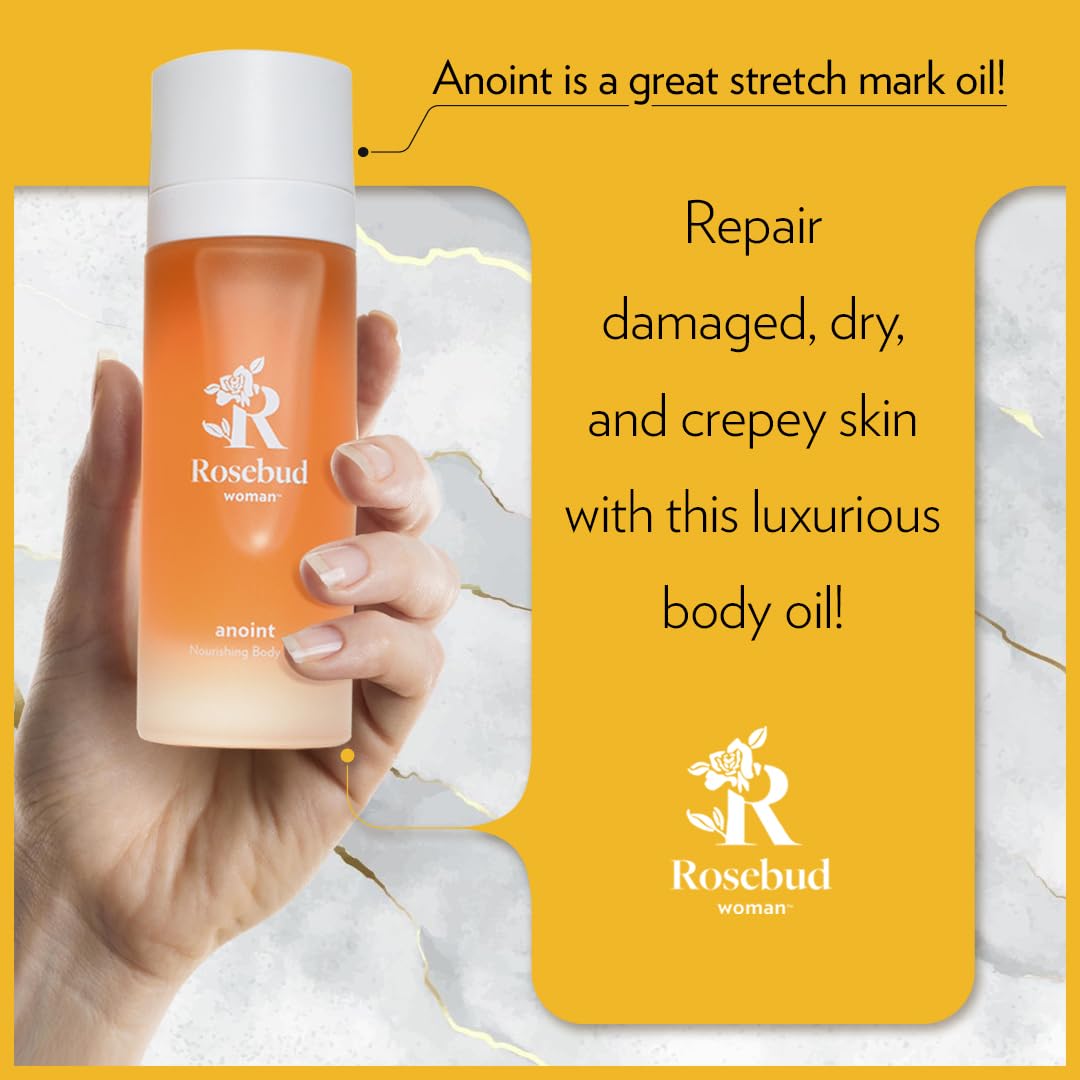 Rosebud Woman Anoint All-Body Oil for Scars & Stretch Marks, Skin Resilience, Lightweight Non-Greasy Natural Moisturizing Stretch Mark & Scar Oil with Schisandra & Centella, 100 ML