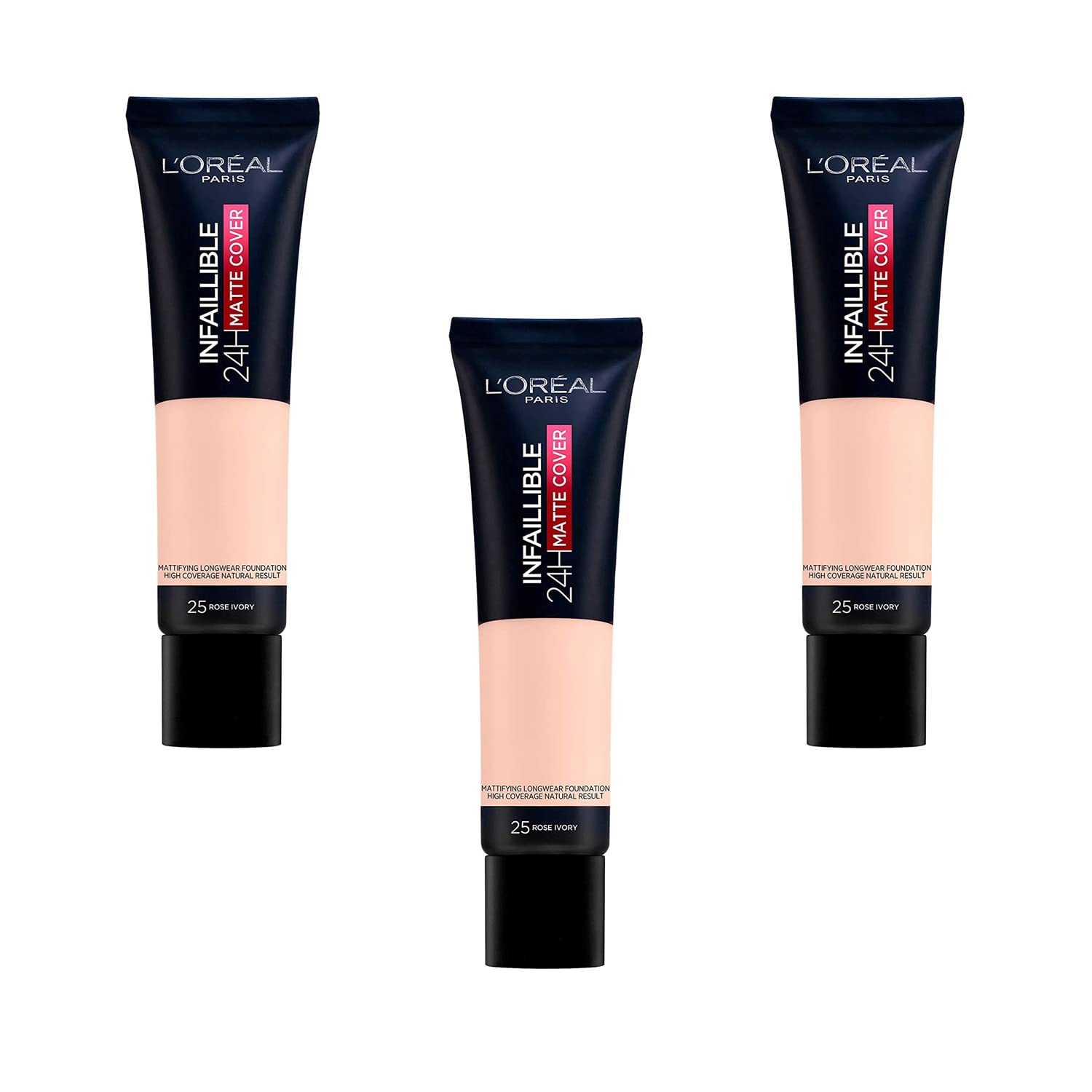 L'Oreal Paris Cover Liquid Foundation, With 4% Niacinamide, Long Lasting, Natural Finish, Available in 20 Shades, SPF 25, Infallible 32H Matte Cover, Shade 110, 30ml Halalzen