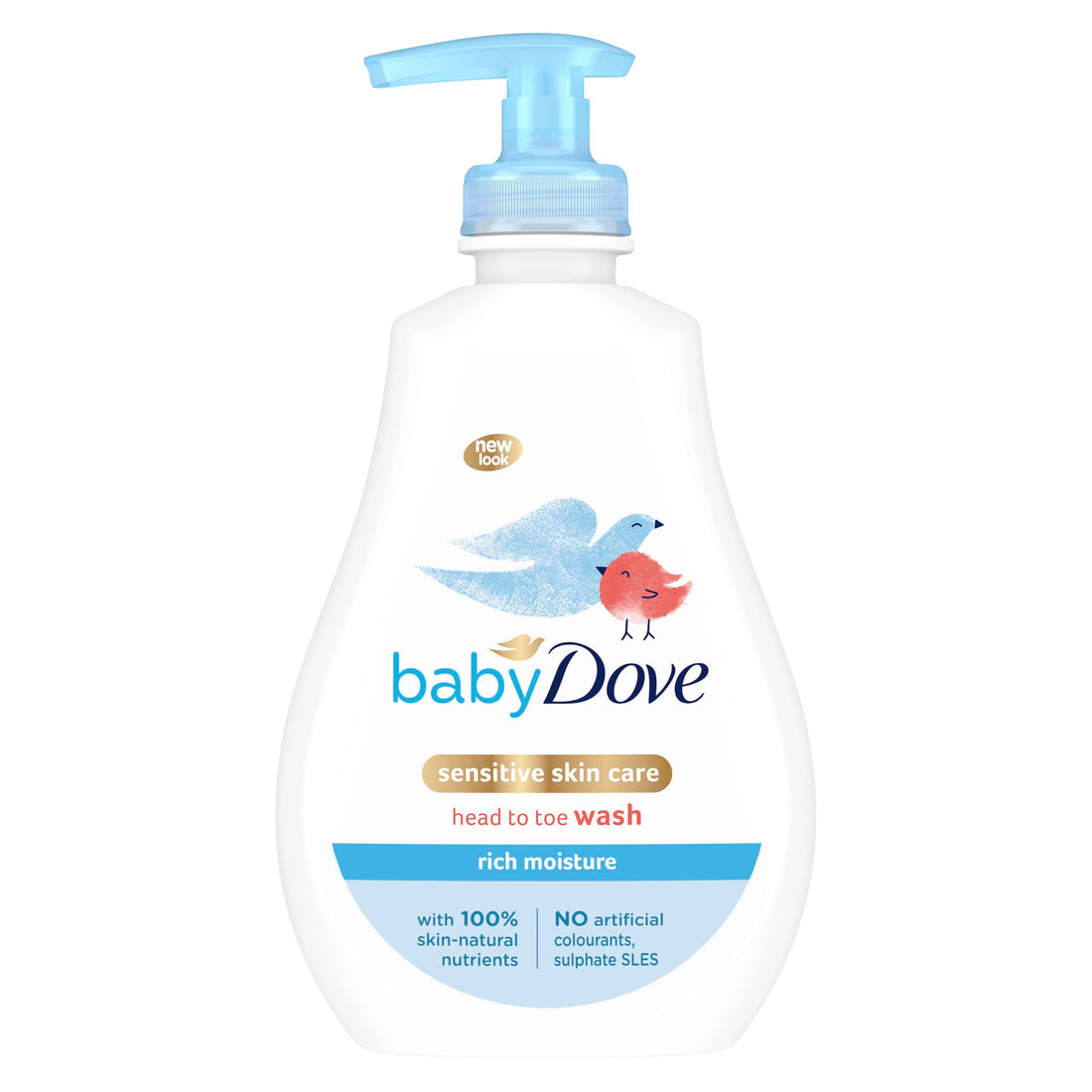 Baby Dove Rich Moisture Head to Toe Wash - Gentle & Nourishing Hair and Body Wash for Babies, Tear-Free Formula, Delicate Fragrance, Keeps Hair and Skin Soft, Ideal for Newborns - 400ml, Pack of 3