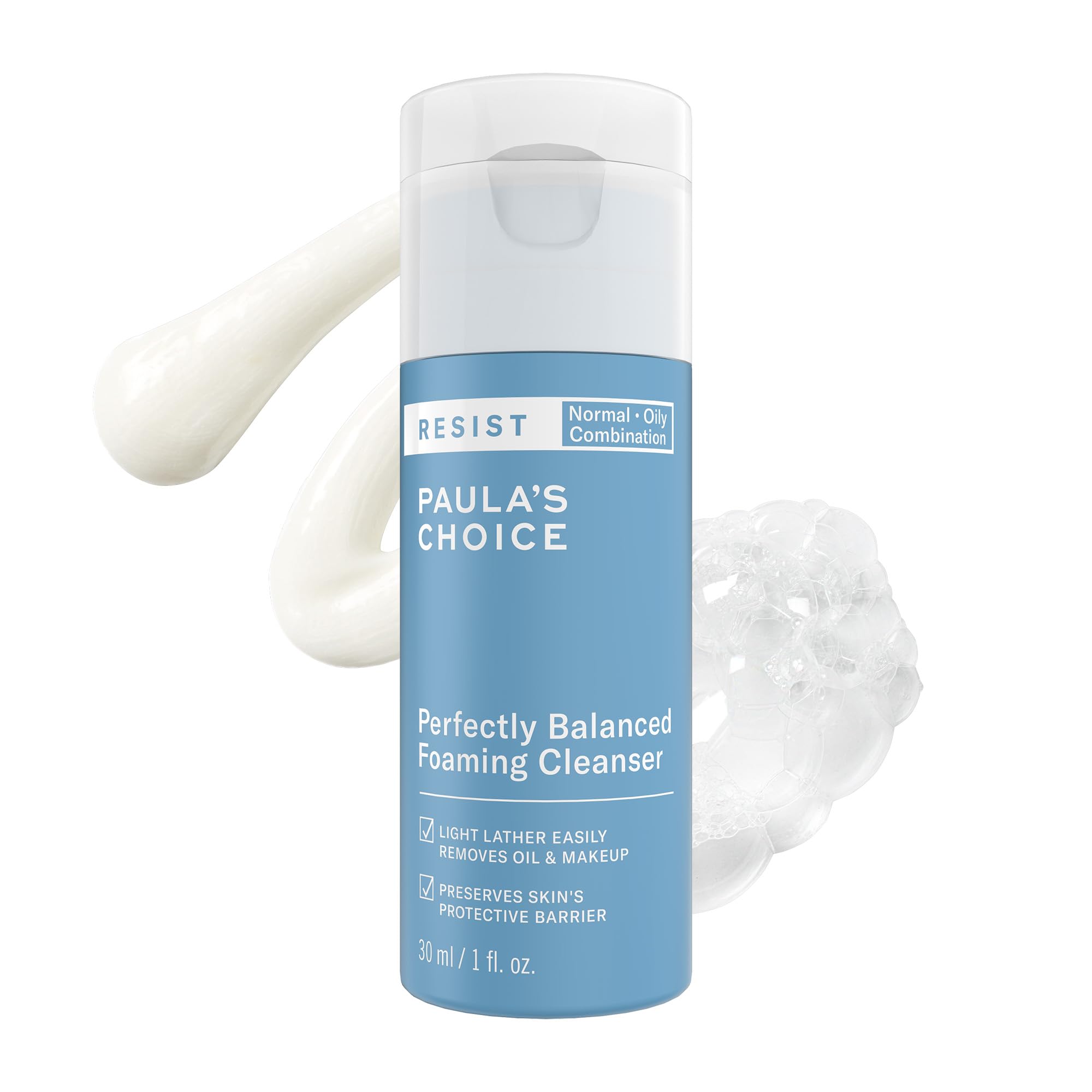 Paula's Choice RESIST Perfectly Balanced Foaming Facial Cleanser, Face Cleanser with Hyaluronic Acid & Aloe, Anti-Aging Face Wash, Large Pores & Oily Skin, Fragrance-Free