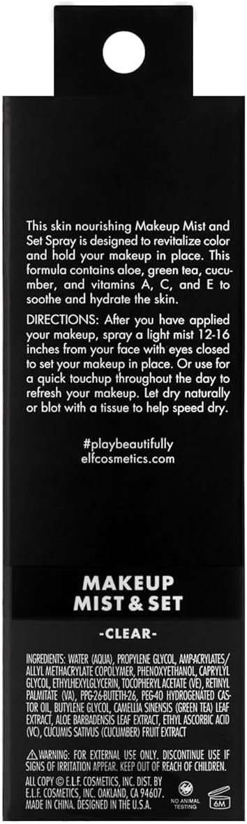 e.l.f. Makeup Mist & Set, Setting Spray, Long Lasting Wear, Soothing & Hydrating Ingredients, Small, 60ml Halalzen