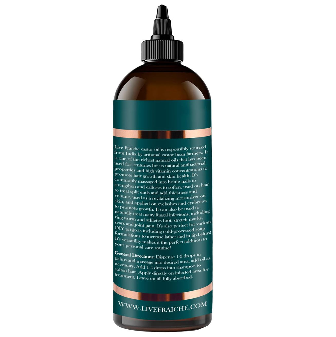Live Fraiche Organic Castor Oil Lash Serum for Hair Growth, Eyebrow Eyelash Growth Serum, 100% Pure Cold Pressed Hexane Free (2oz Glass Bottle + FILLED Mascara Tube) Halalzen