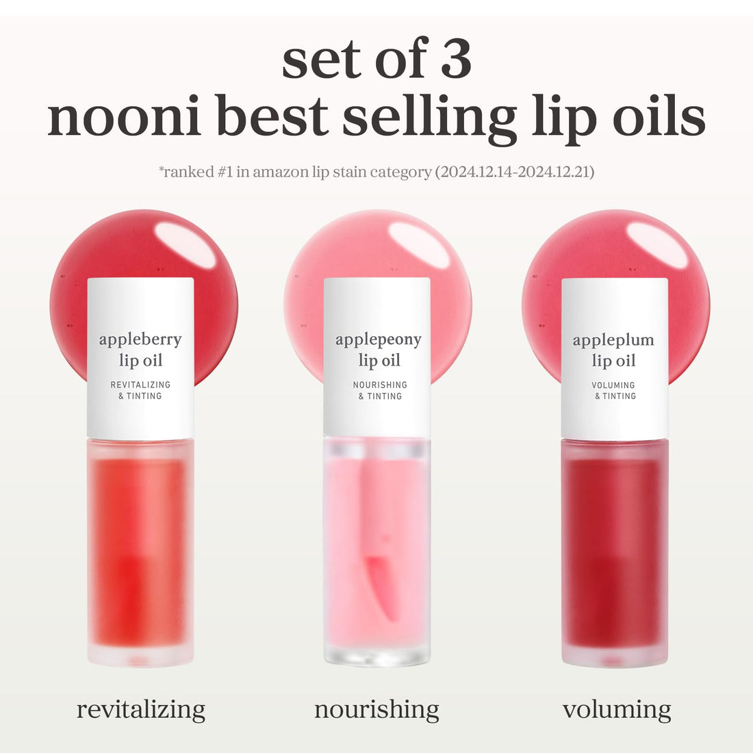 NOONI Korean Lip Oil - Applepeony | Long-Lasting, Moisturizing, Plumping, Revitalizing for Dry Lips, Waterproof, No Peel Off, Hydrating Lip Stain, Stocking Stuffers, Cute Stuff, 0.12 FL Oz Halalzen