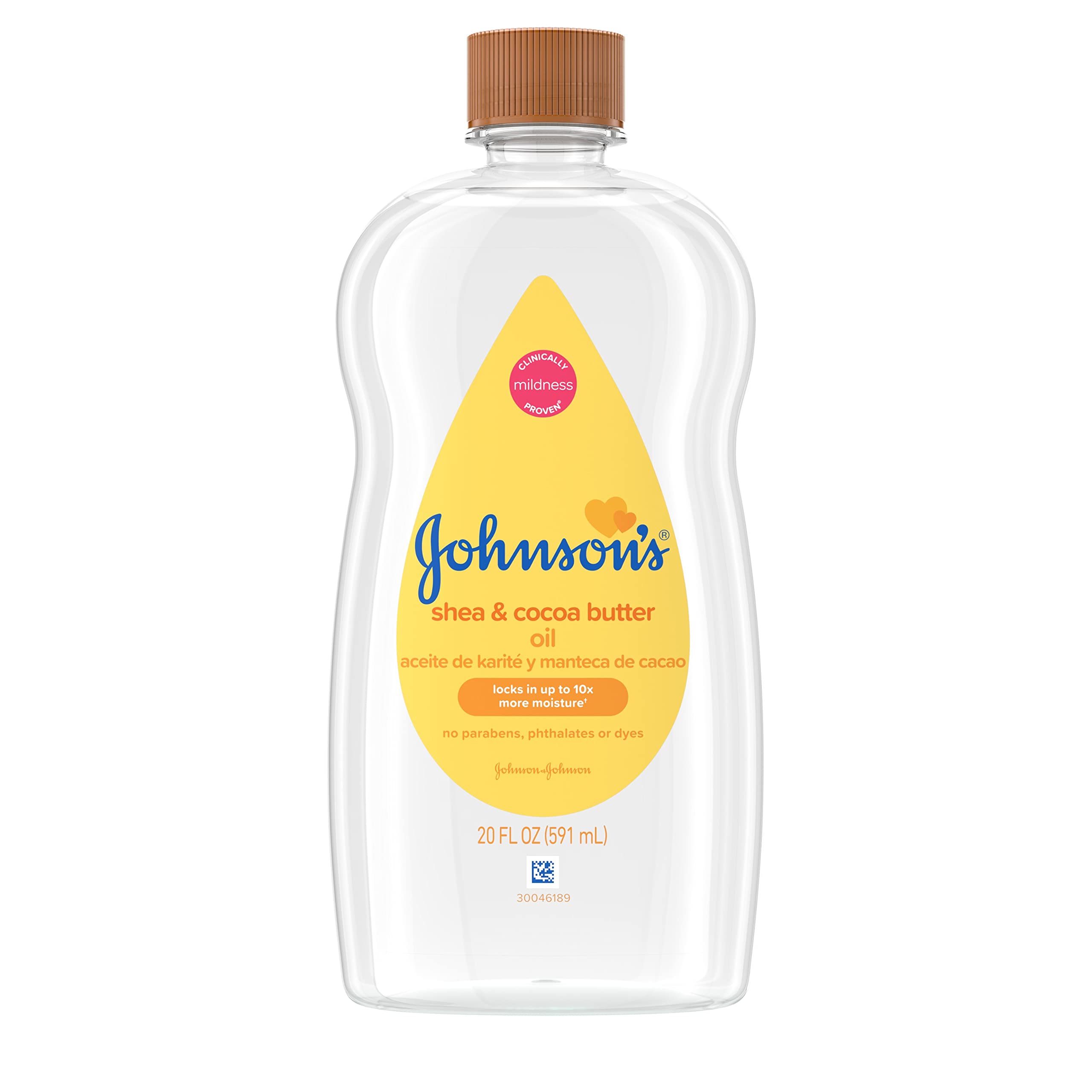 Johnson's Baby Oil, Mineral Oil Enriched with Shea & Cocoa Butter to Prevent Moisture Loss, Hypoallergenic, 20 fl. oz Halalzen