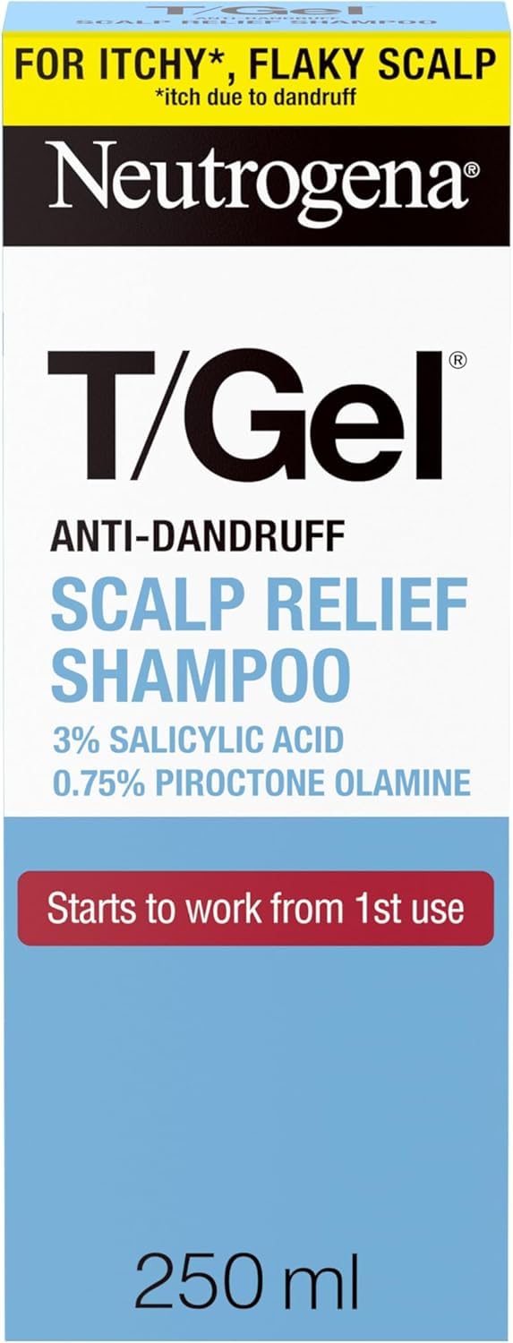 Neutrogena T/Gel® Scalp Relief Anti-Dandruff Shampoo (1x250ml) With 3% Salicylic Acid, Clinically Proven Formula Fights Dandruff from First Wash (Pack of 2) Halalzen