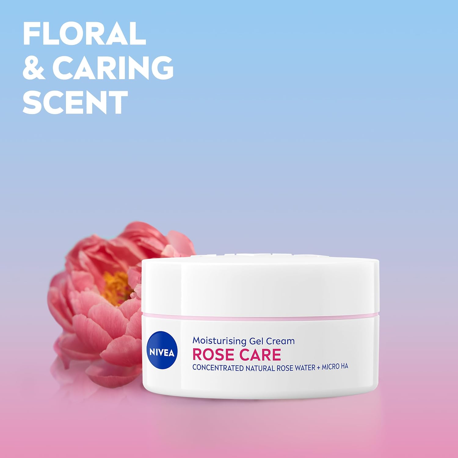 NIVEA Rose Care Moisturising Gel Cream (50 ml), Hydrating Gel Face Cream with Rose Water and Hyaluronic Acid, 72H Moisture Formula, Moisturiser for Soft and Radiant Skin