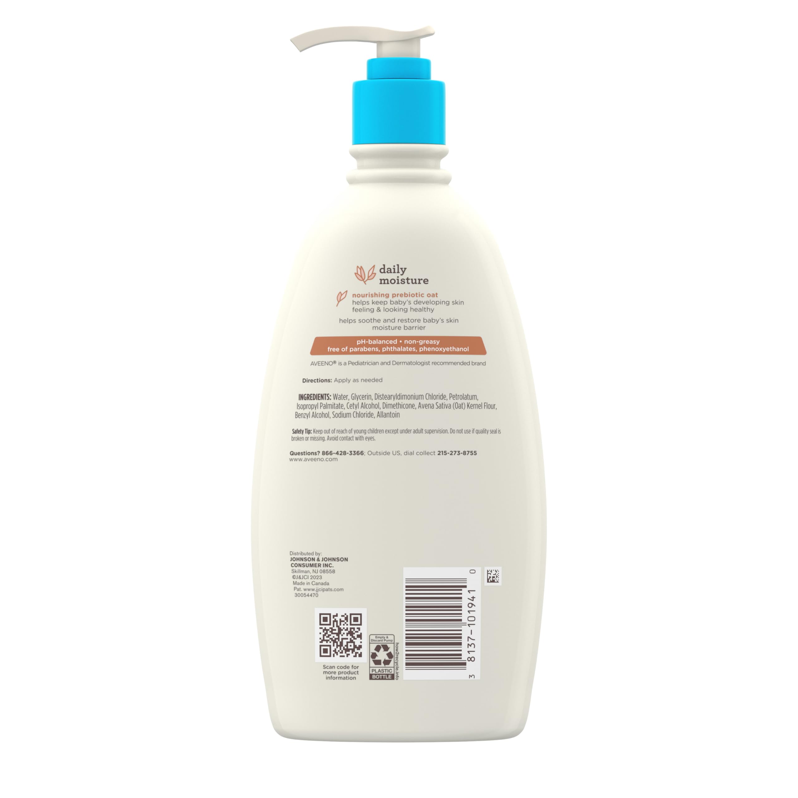 Aveeno Baby Daily Moisture Body Lotion for Sensitive Skin, Hypoallergenic Moisturizing Baby Lotion with Nourishing Oatmeal to Deeply Moisturize Baby's Skin, Fragrance-Free, 18 fl. oz Halalzen