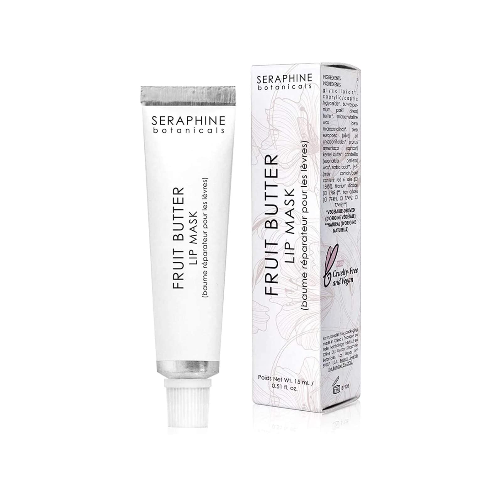 Seraphine Botanicals Fruit Butter Restorative Lip Mask Overnight Gel Balm Repair Dry, Chapped Lips Instant Hydration, Softness & Elasticity with Shea Butter & Apricot Kernel Oil Dewy Finish 0.51oz Halalzen
