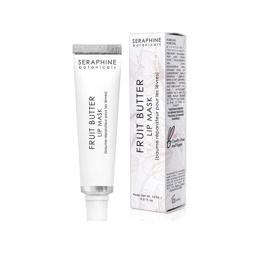 Seraphine Botanicals Fruit Butter Restorative Lip Mask Overnight Gel Balm Repair Dry, Chapped Lips Instant Hydration, Softness & Elasticity with Shea Butter & Apricot Kernel Oil Dewy Finish 0.51oz Halalzen