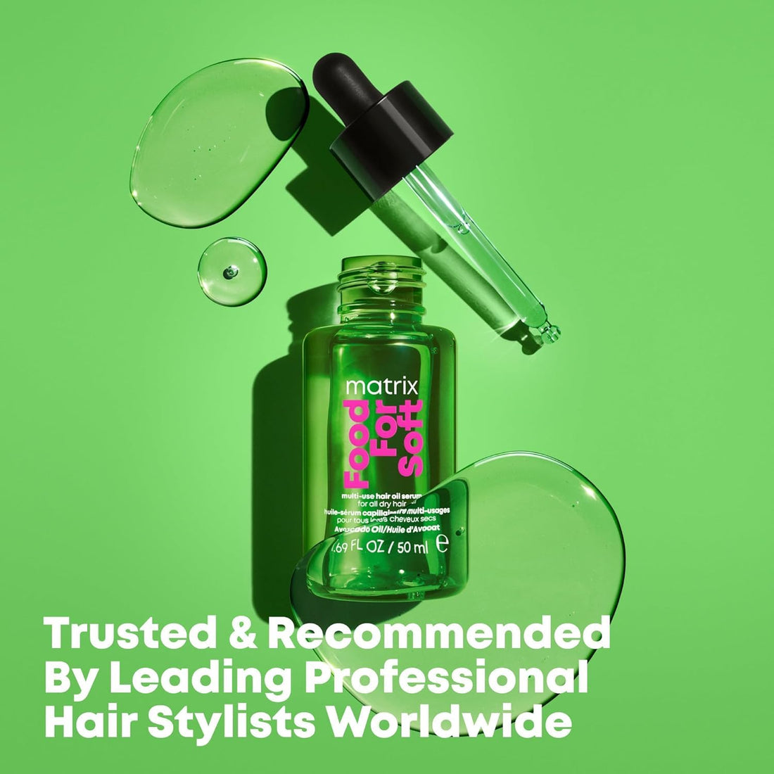 Food For Soft Hair Serum Oil For Dry, Brittle, and All Hair Types - Softens, Smooths, and Adds Shine With Heat Protection, Repairing Leave In With Avocado Oil